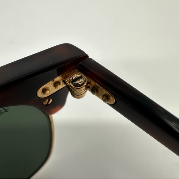 Ray-Ban Clubmaster Tortoiseshell Gold Frame Sunglasses Green Lenses - Picture 11 of 14